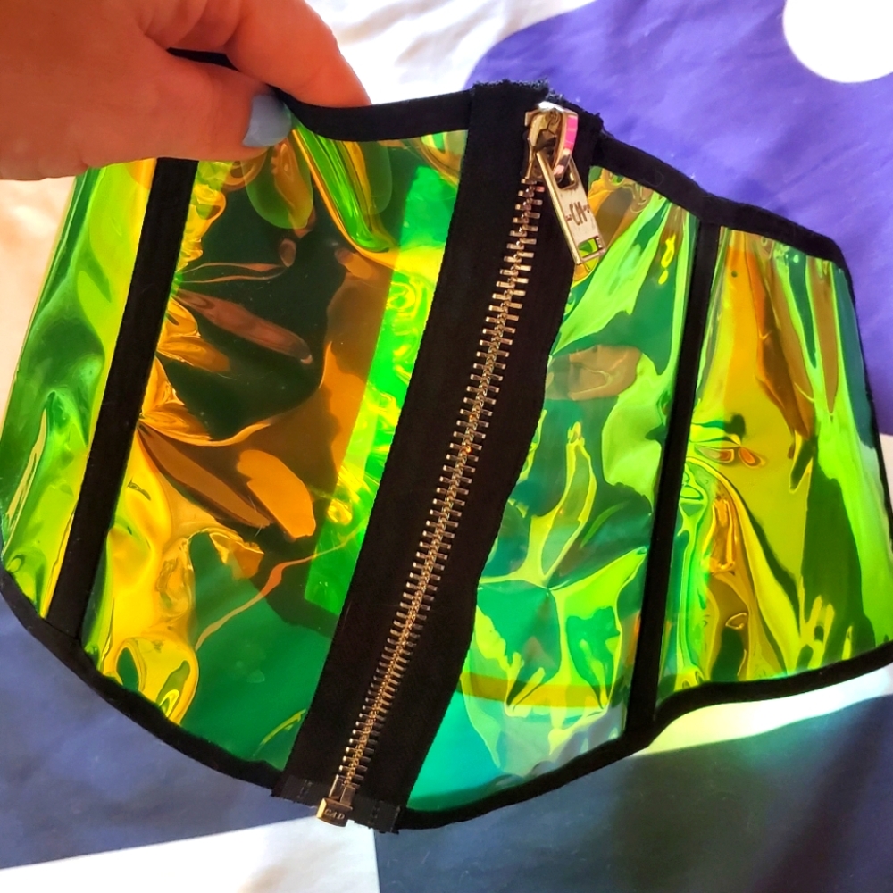 Neon PVC zip corset
